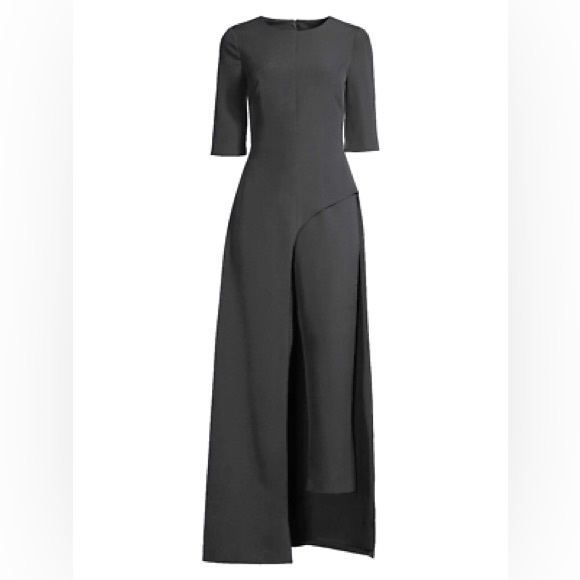 Kay Unger NWT Davina Walk-Thru Jumpsuit | Black Crepe Evening One-Piece (4) - Picture 5 of 12